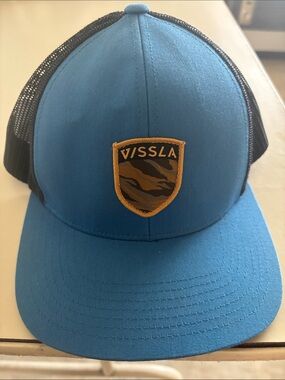 VISSLA Sky Blue and Black Mesh Trucker Hat with Patch